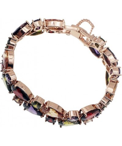 Rose Gold Multi Gemstone Jewelry Sets for Women,Sparkling Garnet Amethyst Morganite Peridot Topaz 8 inch Bracelet $17.45 Rings