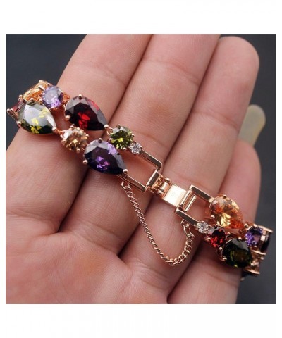 Rose Gold Multi Gemstone Jewelry Sets for Women,Sparkling Garnet Amethyst Morganite Peridot Topaz 8 inch Bracelet $17.45 Rings