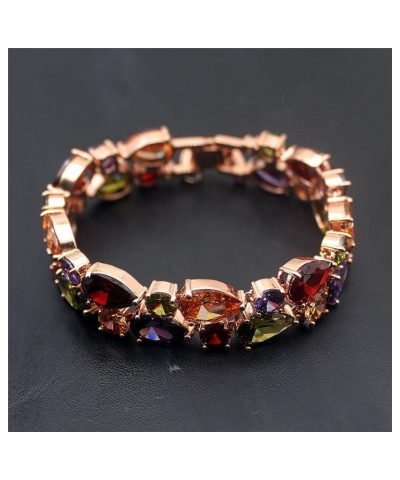 Rose Gold Multi Gemstone Jewelry Sets for Women,Sparkling Garnet Amethyst Morganite Peridot Topaz 8 inch Bracelet $17.45 Rings