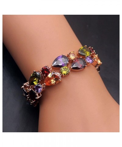 Rose Gold Multi Gemstone Jewelry Sets for Women,Sparkling Garnet Amethyst Morganite Peridot Topaz 8 inch Bracelet $17.45 Rings