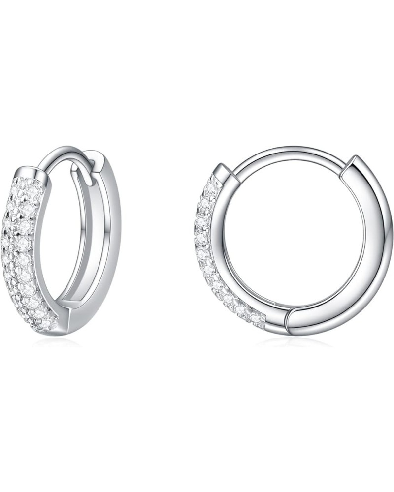 925 Sterling Silver Cubic Zirconia Hoop Earring, Silver Huggie Hoop Earring for Women Silver $9.43 Earrings