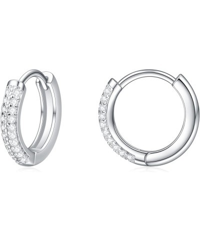 925 Sterling Silver Cubic Zirconia Hoop Earring, Silver Huggie Hoop Earring for Women Silver $9.43 Earrings