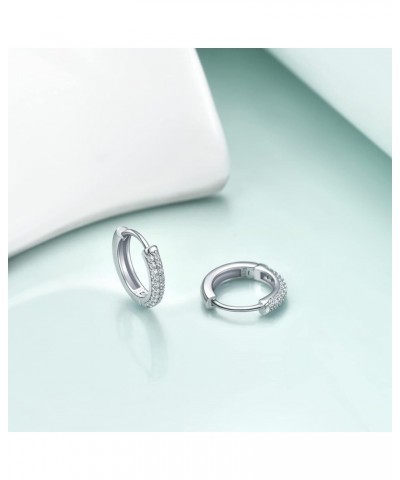 925 Sterling Silver Cubic Zirconia Hoop Earring, Silver Huggie Hoop Earring for Women Silver $9.43 Earrings