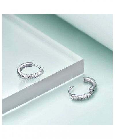 925 Sterling Silver Cubic Zirconia Hoop Earring, Silver Huggie Hoop Earring for Women Silver $9.43 Earrings