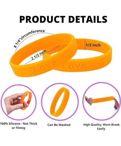 Orange Ribbon Awareness Wholesale Pack Silicone Bracelet - Orange Ribbon Bracelets for Leukemia Awareness, Kidney Cancer, Mul...