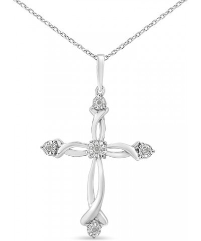 Diamond Cross Pendant Necklace (I-J, I1-I2) - Choice of Metal Type and Carat Weight White - 1/15 Cttw $153.68 Necklaces