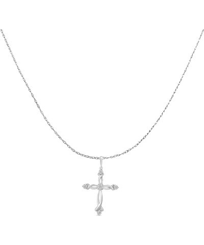 Diamond Cross Pendant Necklace (I-J, I1-I2) - Choice of Metal Type and Carat Weight White - 1/15 Cttw $153.68 Necklaces