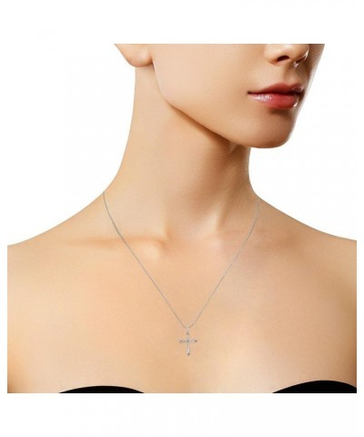 Diamond Cross Pendant Necklace (I-J, I1-I2) - Choice of Metal Type and Carat Weight White - 1/15 Cttw $153.68 Necklaces