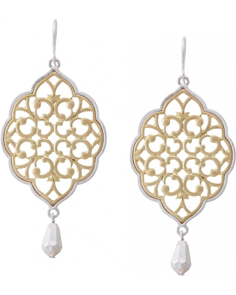 Boho Chic Gold & Silver Two Tone Filigree Tear Drop & Rhombus Shaped Earrings for Women RHOMBUS GOLD $7.79 Earrings