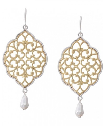 Boho Chic Gold & Silver Two Tone Filigree Tear Drop & Rhombus Shaped Earrings for Women RHOMBUS GOLD $7.79 Earrings