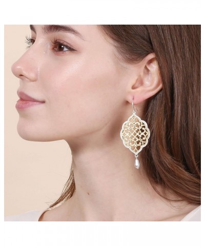 Boho Chic Gold & Silver Two Tone Filigree Tear Drop & Rhombus Shaped Earrings for Women RHOMBUS GOLD $7.79 Earrings