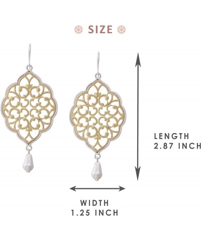 Boho Chic Gold & Silver Two Tone Filigree Tear Drop & Rhombus Shaped Earrings for Women RHOMBUS GOLD $7.79 Earrings