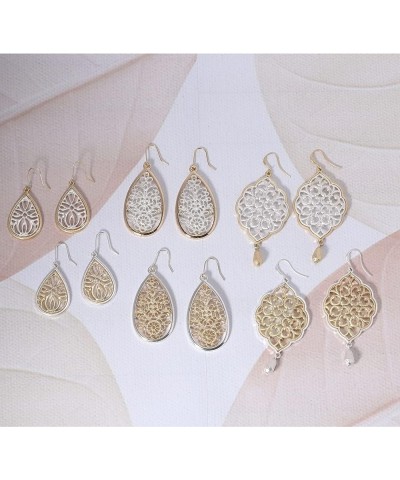 Boho Chic Gold & Silver Two Tone Filigree Tear Drop & Rhombus Shaped Earrings for Women RHOMBUS GOLD $7.79 Earrings