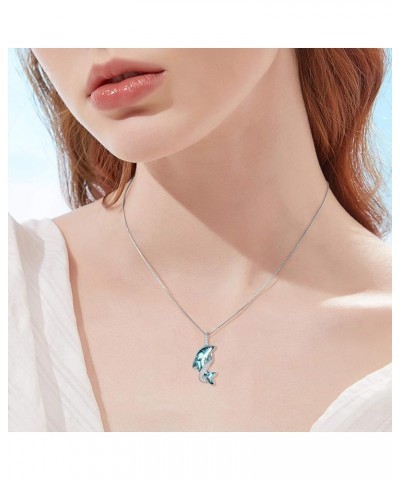 Dolphin Gifts for Women Sterling Silver Dolphin Crystal Pendant Necklace Jewelry Gifts for Women Girls Mom on the Birthday Be...