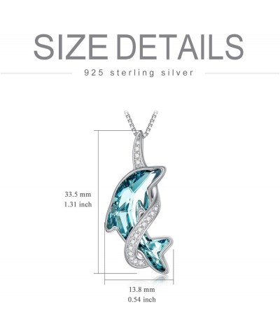 Dolphin Gifts for Women Sterling Silver Dolphin Crystal Pendant Necklace Jewelry Gifts for Women Girls Mom on the Birthday Be...