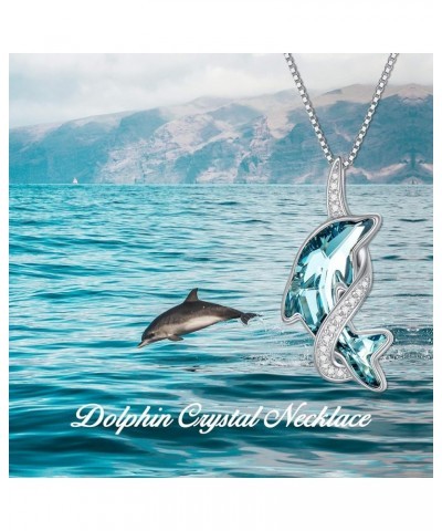 Dolphin Gifts for Women Sterling Silver Dolphin Crystal Pendant Necklace Jewelry Gifts for Women Girls Mom on the Birthday Be...