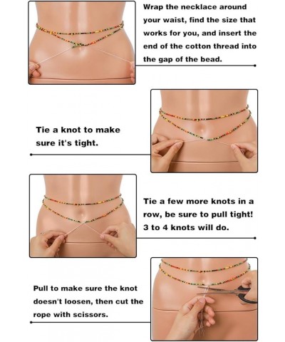 Afrcian Waist Beads Tie on Beaded Waist Chain No Stretch Belly Beads Body Chain Jewelry for Women and Girls YZA-i9 $8.24 Body...