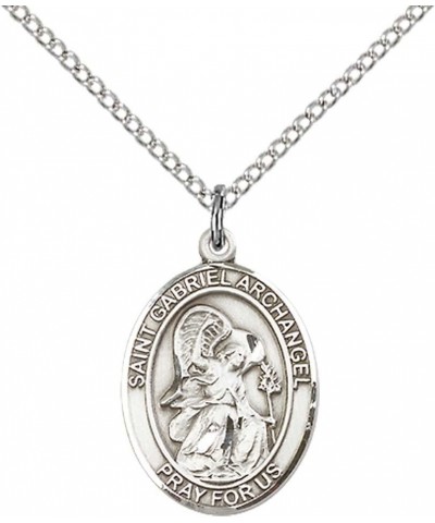 Custom Engraved Sterling Silver St. Gabriel The Archangel Pendant with 18" Stainless Steel Lite Curb Chain. Patron Saint of M...