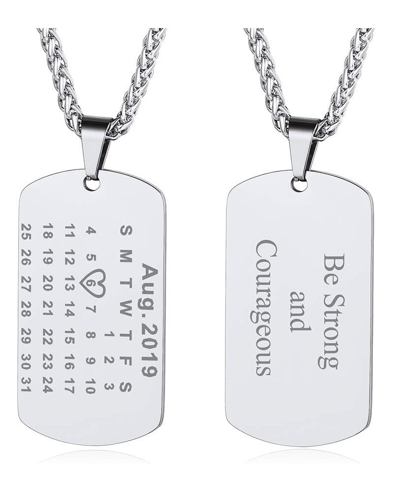 Personalized Dog Tags Necklace for Men Dad Stainless Steel Custom Text Army Military Dog Tag Heart/Coin Pendant with Silencer...