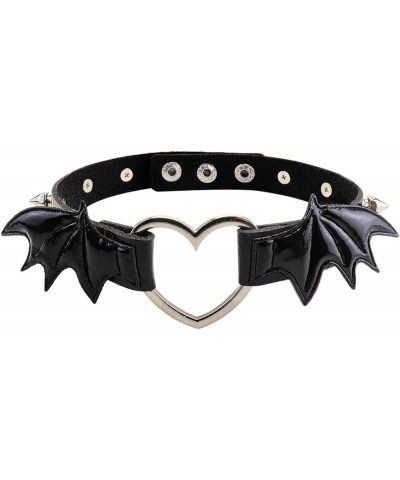 Rivets Choker Punk Hauling Chain PU Leather Collar Peach Heart Gothic Necklace NightClub Goth Leash Belts 02-Black $9.98 Neck...