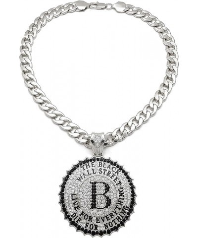 Black Wall Street Pendant Necklace with Crystal Rhinestones SILVER COLOR WITH 20 INCH CUBAN CHAIN $27.33 Necklaces