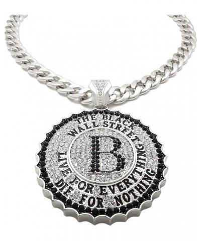 Black Wall Street Pendant Necklace with Crystal Rhinestones SILVER COLOR WITH 20 INCH CUBAN CHAIN $27.33 Necklaces