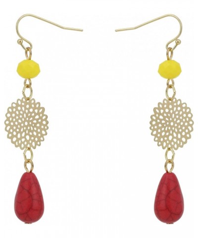 5Layer Multi Color Beaded Illusion Wire Collar Statement Necklace with Earrings for Women N0026-Yellow+Red $11.39 Jewelry Sets