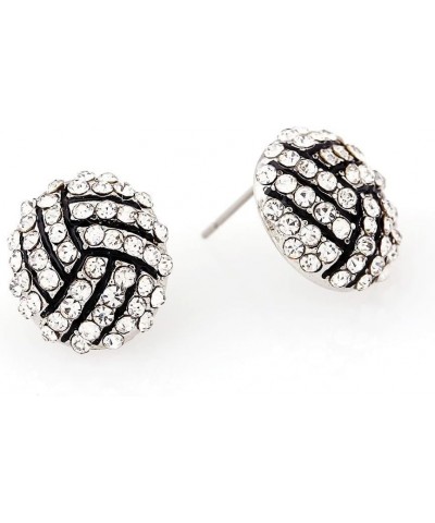 Classic Rhinestone Stud Sports Earrings Basketball Baseball Volleyball Football Soccer Earrings for Women Volleyball $5.44 Ea...