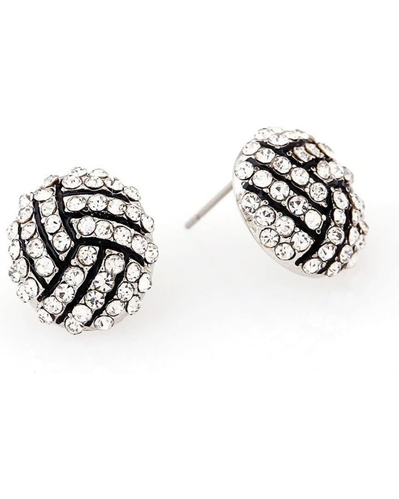 Classic Rhinestone Stud Sports Earrings Basketball Baseball Volleyball Football Soccer Earrings for Women Volleyball $5.44 Ea...