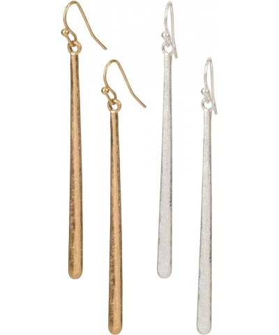 Artsy Boho Gold and Silver Dangle Fashion Earrings sets for Women 2 Pack Stick Gold/Silver $11.50 Earrings