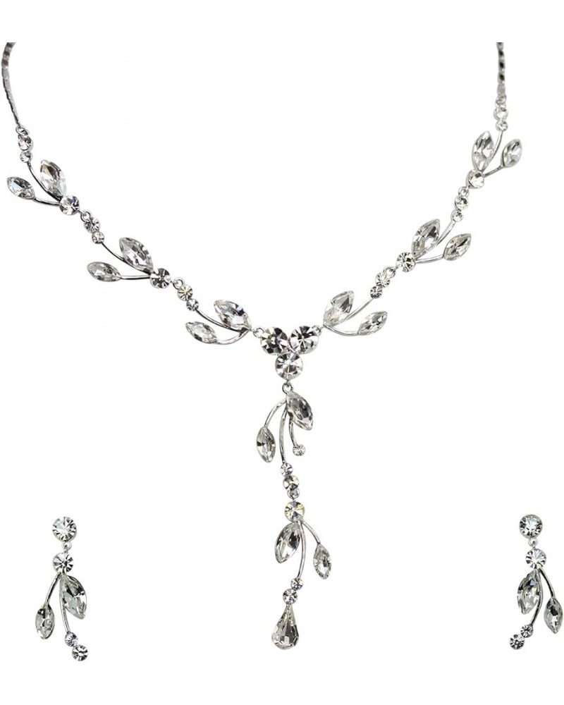 Gorgeous Rhinestone Crystal Floral Necklace Earrings Set Clear $18.81 Jewelry Sets