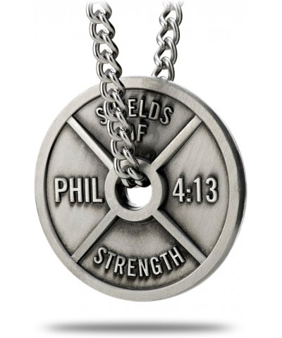 Women's Antique Finish Weight Plate Necklace Phil 4:13 Fitness Faith Encouragement Ideal Gift Curb Chain Christian Jewelry Pe...