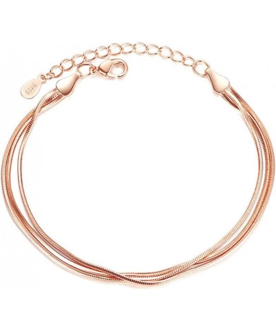 Rose Gold/Silver Color Alloy Multilayer Bracelets Snake Chain Charm Bracelets For Women Personality Jewelry rose gold $7.94 B...