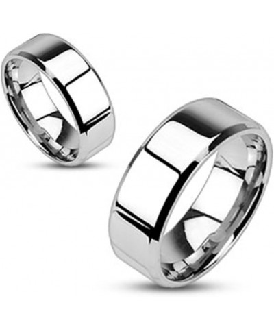 His and Hers Stainless Steel Princess Wedding Ring Set and Beveled Edge Wedding Band Women's Size 10 Men's 06mm Size 11 $21.0...