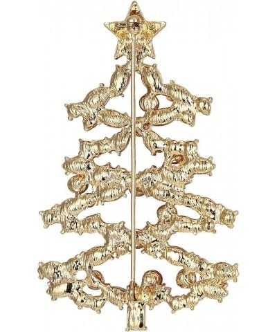 Christmas Tree Brooch Pin Xmas Star Crystal Marquise Decorative Gift for Women Ruby Color Gold-Tone $7.41 Brooches & Pins