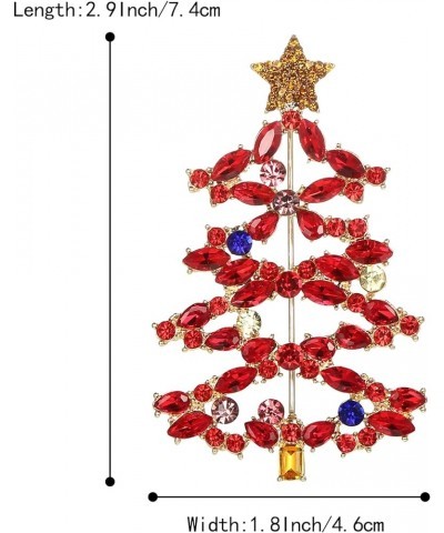 Christmas Tree Brooch Pin Xmas Star Crystal Marquise Decorative Gift for Women Ruby Color Gold-Tone $7.41 Brooches & Pins