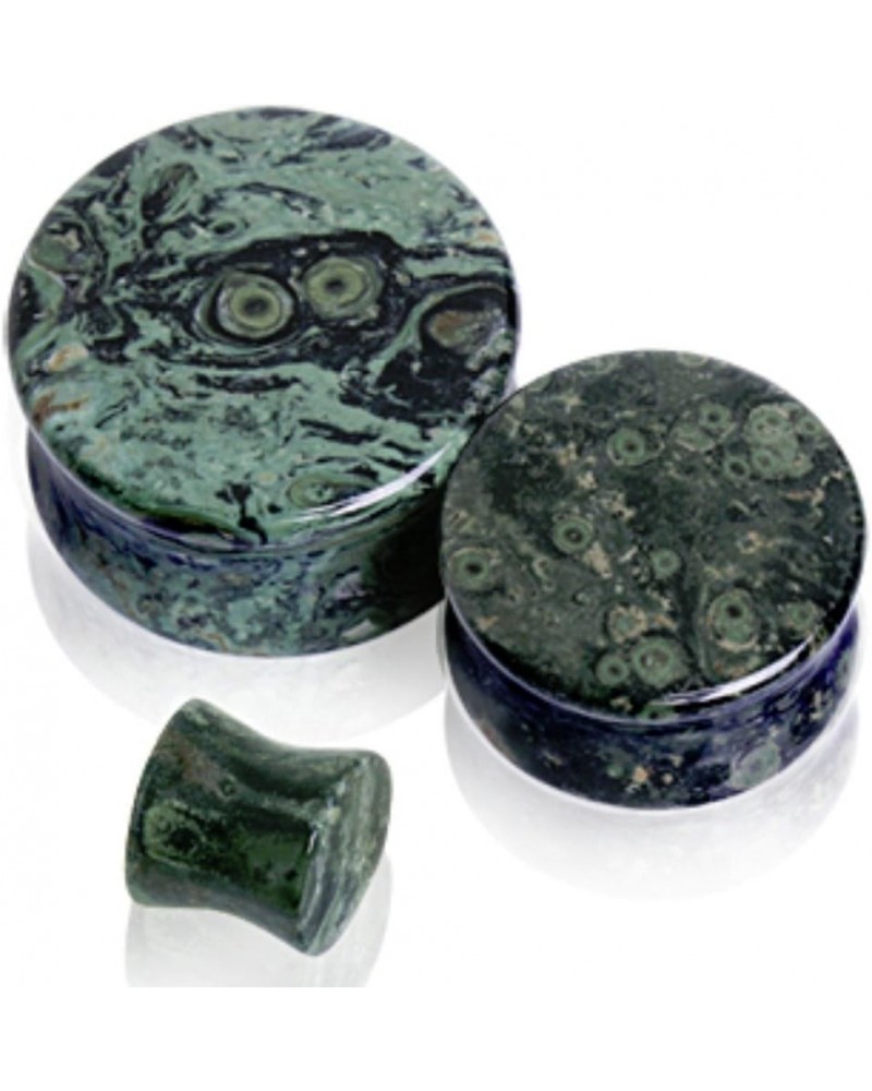 Natural Green Eye Jasper Stone Saddle Plug 2g $9.00 Body Jewelry