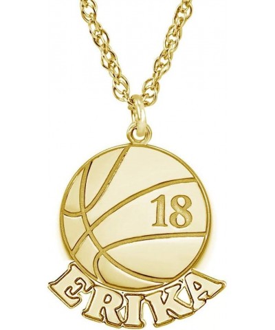 Customized Soccer Basketball Sport Necklace Custom Made with Any Name & Jersey Number Gold- Basketball $13.99 Necklaces