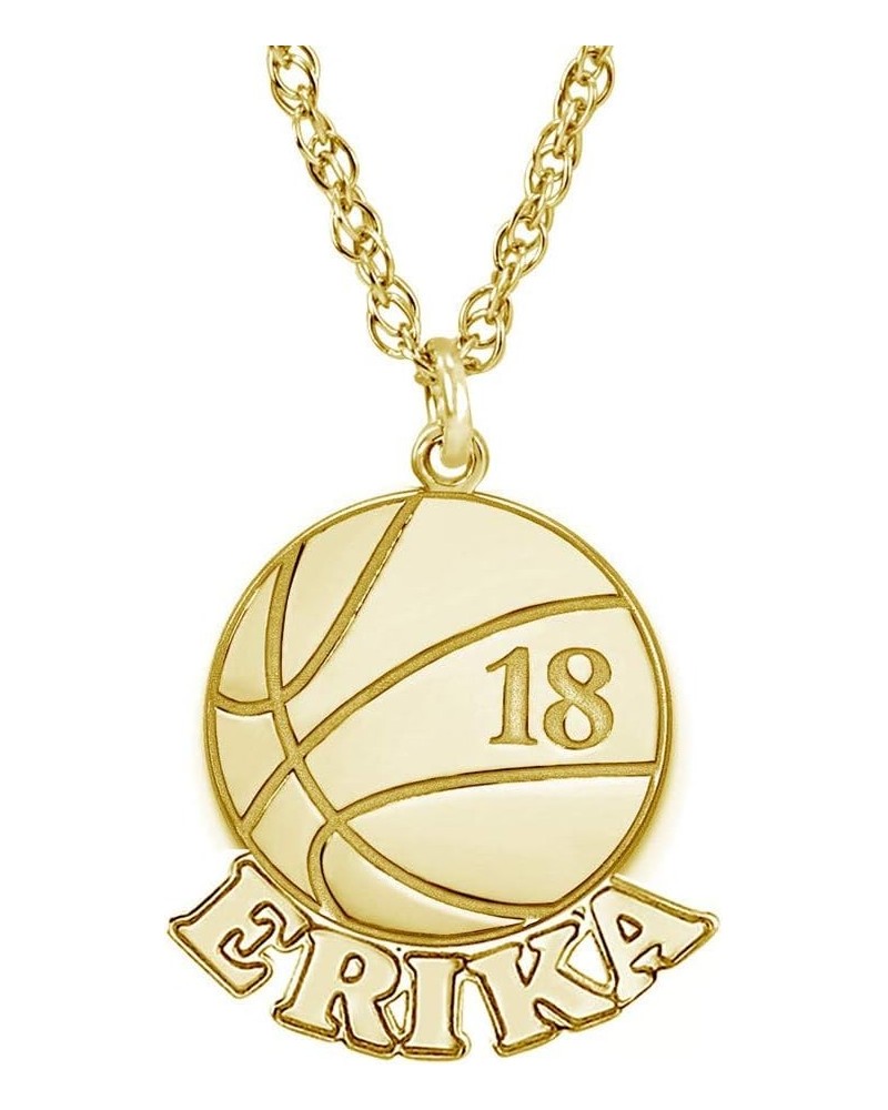 Customized Soccer Basketball Sport Necklace Custom Made with Any Name & Jersey Number Gold- Basketball $13.99 Necklaces