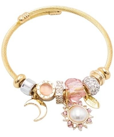 Pink Zircon Moon and Sun Charm Bracelet $15.08 Bracelets