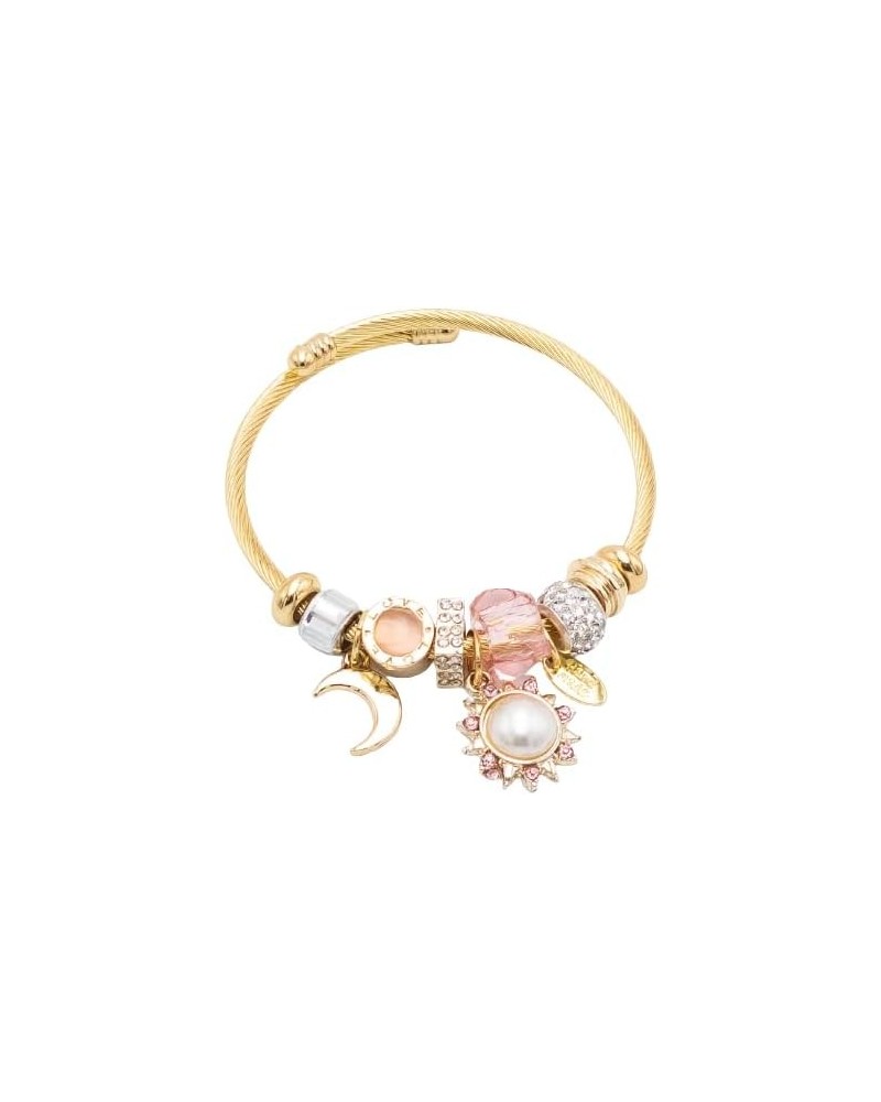 Pink Zircon Moon and Sun Charm Bracelet $15.08 Bracelets