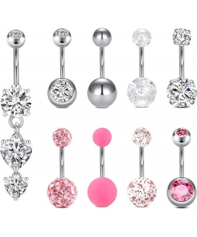 Belly Button Ring Belly Rings for Women Belly Button Piercing Stainless Steel Belly Button Rings Belly Navel Rings Piercing J...