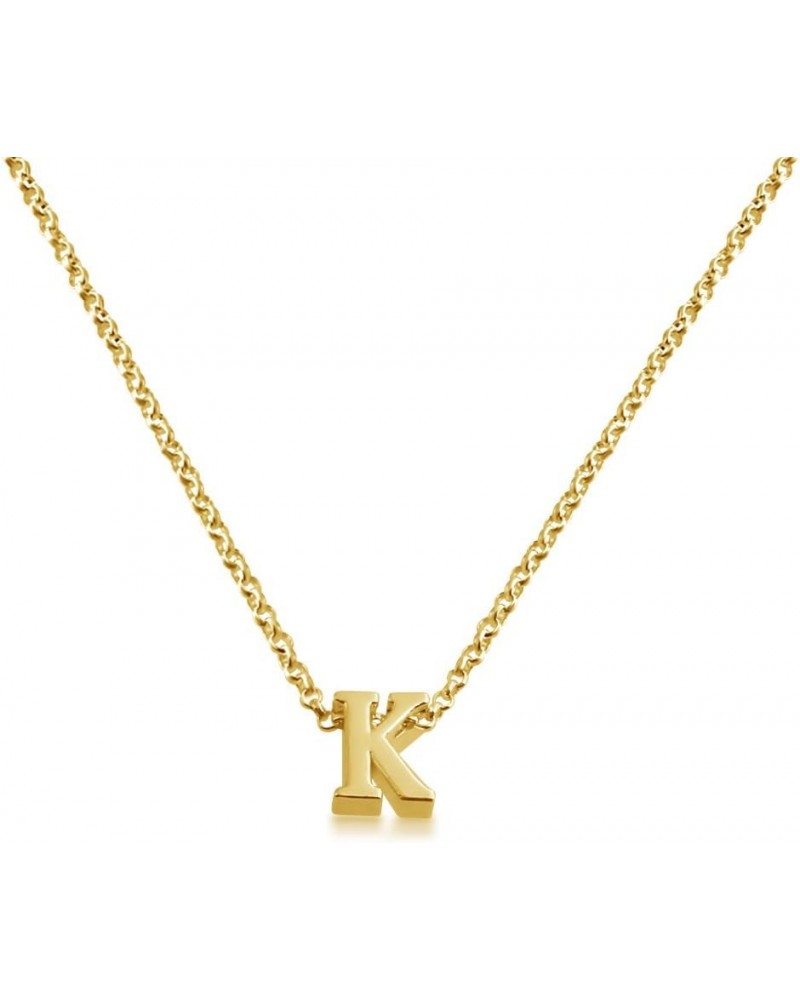 Initial Letter K Personalized Serif Font Small Pendant Necklace Thin 1mm Chain gold-plated-silver 22.0 Inches $27.77 Necklaces