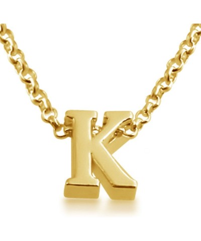 Initial Letter K Personalized Serif Font Small Pendant Necklace Thin 1mm Chain gold-plated-silver 22.0 Inches $27.77 Necklaces