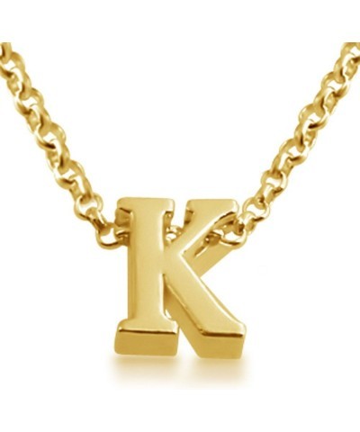 Initial Letter K Personalized Serif Font Small Pendant Necklace Thin 1mm Chain gold-plated-silver 22.0 Inches $27.77 Necklaces