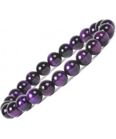 Natural 8mm Gorgeous Semi-Precious Gemstones Round Beads Stretch Bracelet 7 Inch Unisex Violet Tiger Eye $8.95 Bracelets