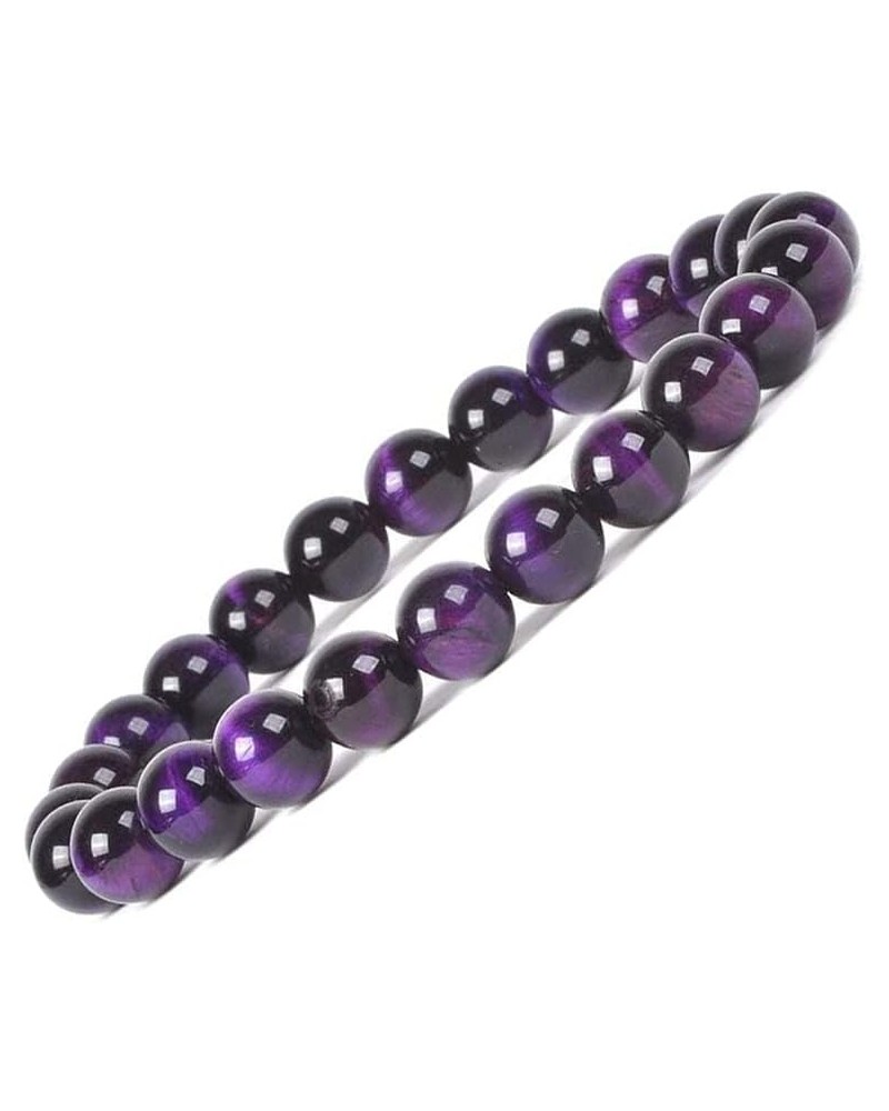 Natural 8mm Gorgeous Semi-Precious Gemstones Round Beads Stretch Bracelet 7 Inch Unisex Violet Tiger Eye $8.95 Bracelets