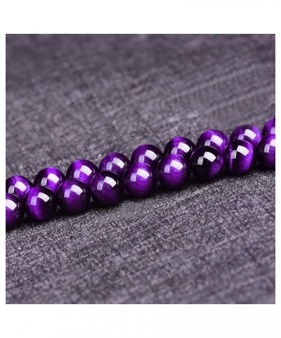 Natural 8mm Gorgeous Semi-Precious Gemstones Round Beads Stretch Bracelet 7 Inch Unisex Violet Tiger Eye $8.95 Bracelets