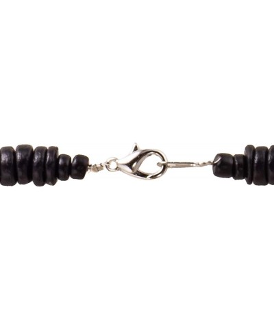 Fossil Shark Tooth on Coconut Beads Necklace Black $16.47 Necklaces