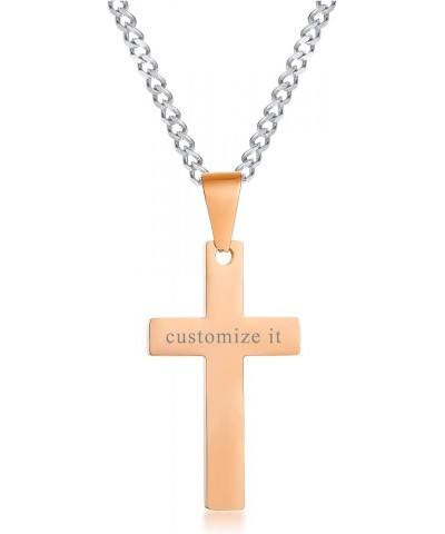 Personalized Customize Stainless Steel Polished Plain Simple Cross Pendant Necklace for Men Women, 24" Chain Rose Gold $9.00 ...